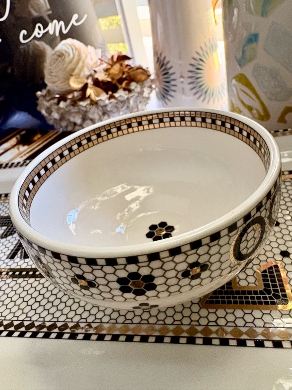 NWT Anthropologie Bistro Tile ‘Ooh La La' Nut Bowl - Picture 12 of 12